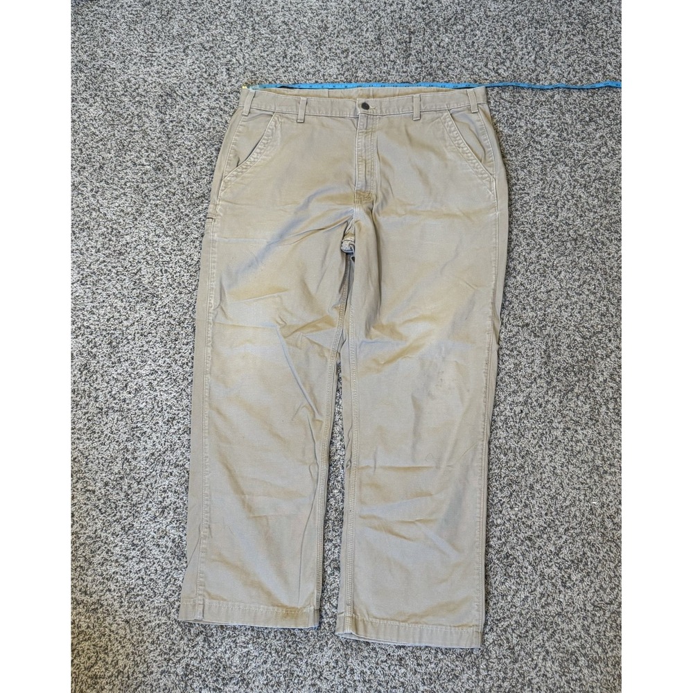 Carhartt Pants Mens 40x30 Beige Relaxed Fit Canvas Workwear